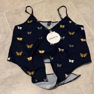 SHEIN Dark Blue Butterfly Cami Top